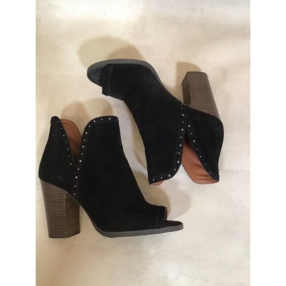 Lucky Brand Shoes - Lucky Brand Womens Libeth Booties Ankle Boots Black Suede Studded Pull On 7.5